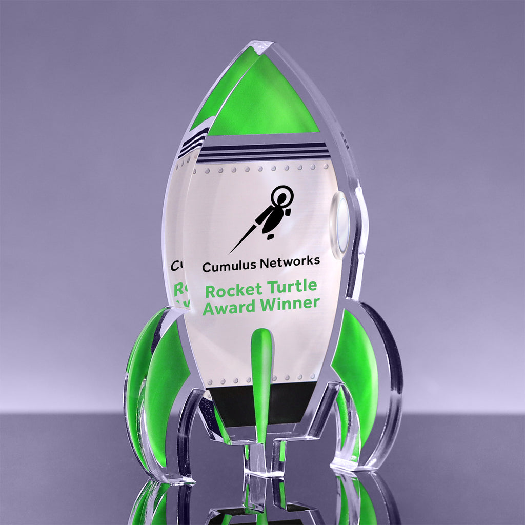 Acrylic Green Rocket Awards - Full Color
