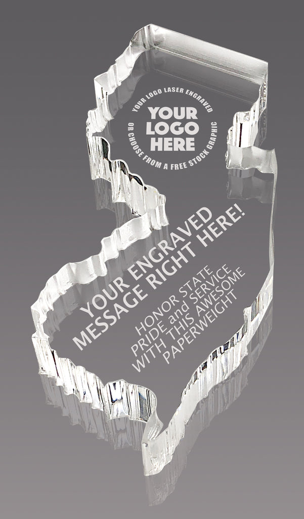 New Jersey Paperweight Acrylic Award - 6x3 [ASTT-NJ-Q]