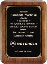 Solid American Walnut Plaque with Black Brass Plate 7"x8"[TD1612]