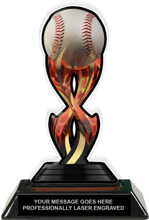 Baseball Tribal Flames Colorix Acrylic Trophy- 7 inch [TACR7-TF-BS-Q]