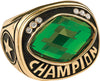 Green Cut Glass Champion Ring- Gold [RNGJ6-GRN-G]