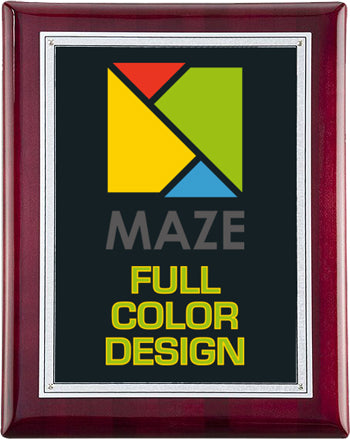 Custom Rosewood Piano-finish Plaque with Silver Florentine Border [TD505P-79-FC]