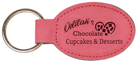 Pink Laserable Leatherette Oval Keychain [KCOV-363]