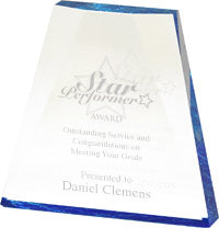Beveled Wedge Acrylic with Reflective Blue Bottom [ABWF1B-S]