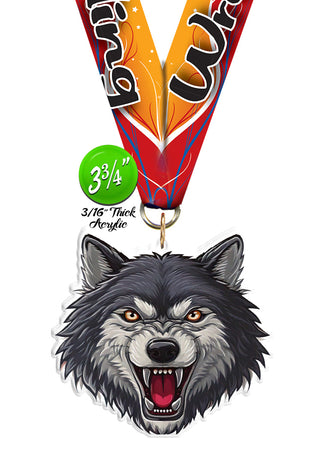 Wolf Mascot Colorix-M Acrylic Medal [MACR375-WLF-Q]