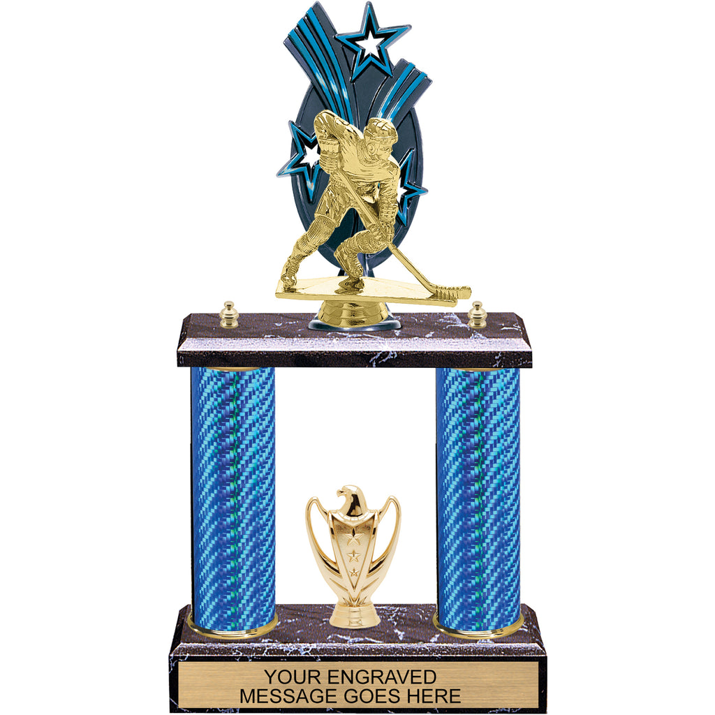 Triple Star Backdrop Two-Post Trophy - 15 inch [T2P15BD]