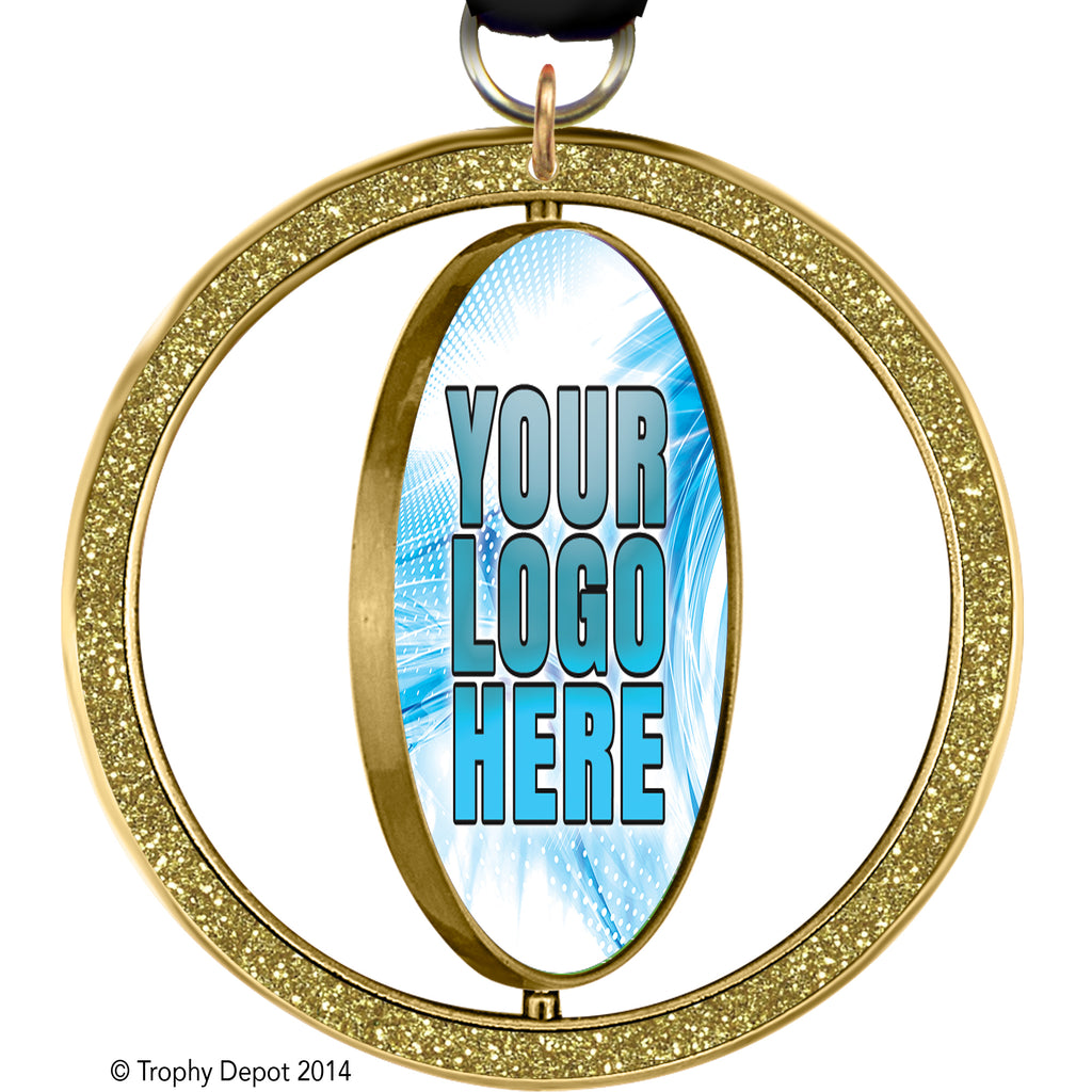 2.5" Custom Insert Spinning Glitter Medal- 2 Sided - TD Exclusive! [MX2SPN-2SD]