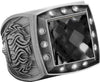 Championship Ring with Black Center Stone- Silver [RGSJ-S-12ST-BLK]