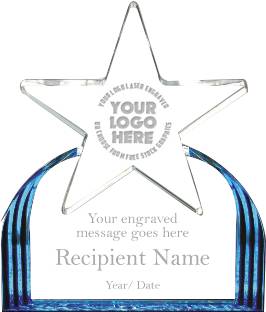 Acrylic Star on Blue Ridge Base - 8.5x7.25x1 [ASB6-BLU]