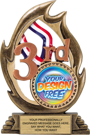 3rd Place Flame Color Resin Custom Insert Trophy [RXMFC7-3RD]