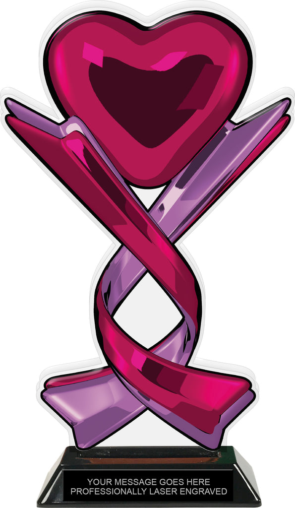 Heart & Ribbons Colorix Acrylic Trophy - 10 inch [TACR10-HRT-Q]