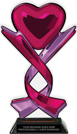 Heart & Ribbons Colorix Acrylic Trophy - 10 inch [TACR10-HRT-Q]
