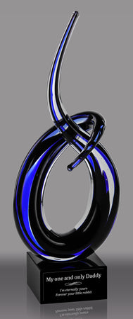 Black & Blue Glass Curl- 9.5 inch [AGC19]