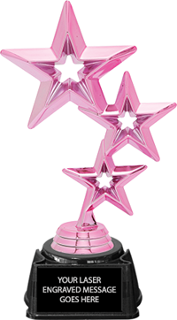 Triple Star Pink Metallic Trophy on Synthetic Regal Base [TPNK7-TS]