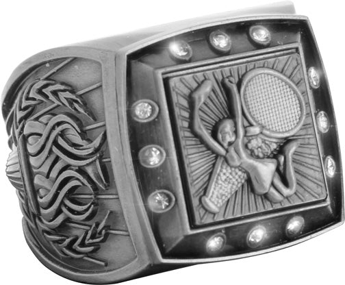 Championship Ring with Activity Insert- Cheer Silver [RGSJ-S-12ST-CH]