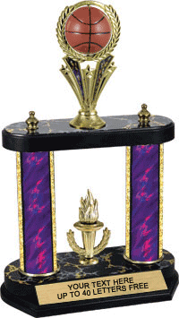 Basketball Spinning Ball 13" Two Post Trophy [T2PSB2D13-BK]