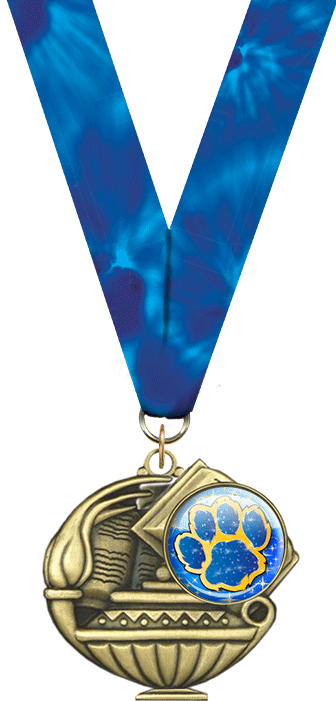 2" Paw Blue & Gold Insert Academic Medal [MAP2-i-PAW-BLGD]