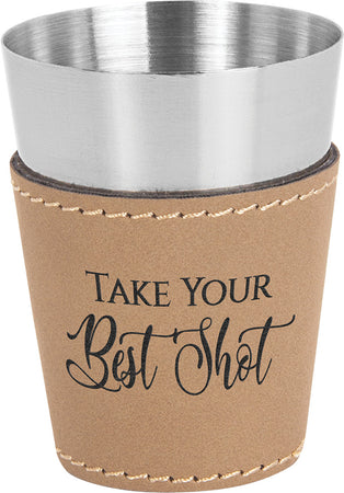 Leatherette Stainless Shot Glass -Light Brown [JSL-046]