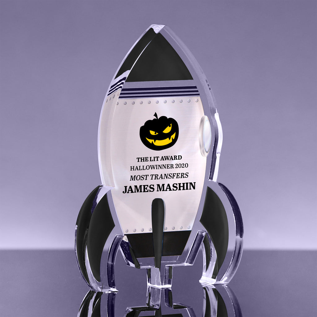 Black Full Color Rocket Acrylic Award - 5 inch [AFCRKT-BLK-5-Q]