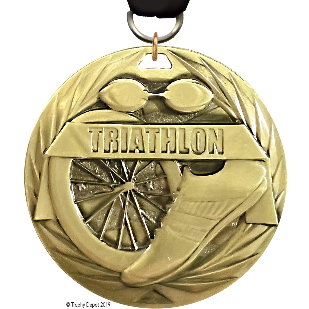 Triathlon 1.75 inch Blade 3D Diecast Medal [MBD1-TRI]