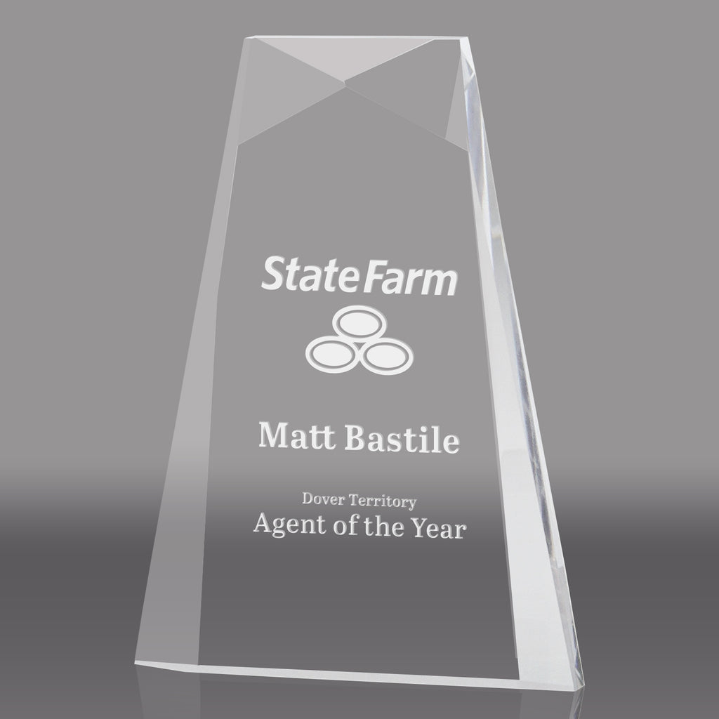 3/4 inch Thick Faceted Acrylic Wedge - 6 inch [ARW75-6-CLR]