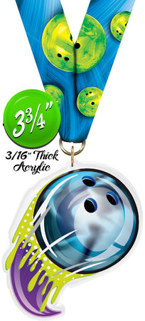 Bowling Splatters Colorix-M Acrylic Medal [MACR375-SPLT-BW-Q]