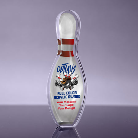 1 inch Thick Bowling Pin Acrylic Award - 8 inch Color [ATBWL8-FC-Q]
