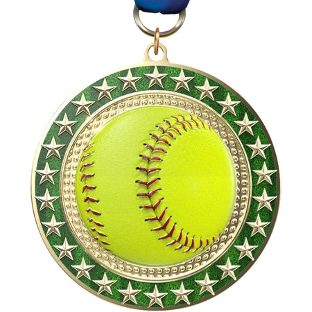 3" Softball Radiant Star Medal [MSRSB3-SB]