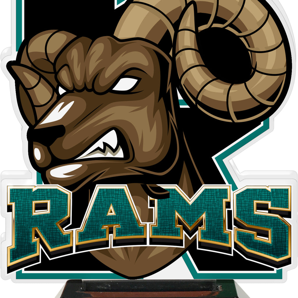 Rams Mascot Colorix-T Acrylic Trophies - Teal