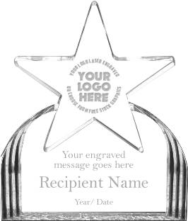 Acrylic Star on Clear Ridge Base - 8.5x7.25x1 [ASB6-CL]