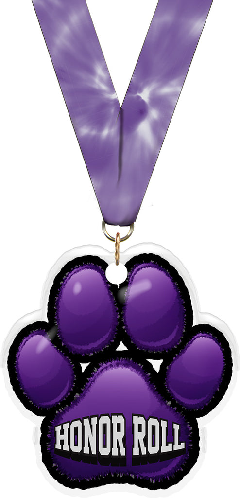Honor Roll Paw Acrylic Medal- 2.75 inch [MACR2-PAW-HR-Q]