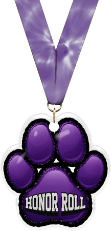 Honor Roll Paw Acrylic Medal- 2.75 inch [MACR2-PAW-HR-Q]
