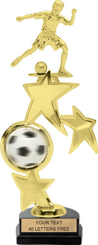Soccer Triple Star Spinning Riser Trophy w/ Figurine [TTSS13-SC]