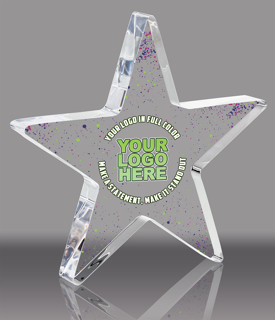 Custom Clear Free Standing Acrylic Stars - 8 inch [ASTR8-FC-Q]