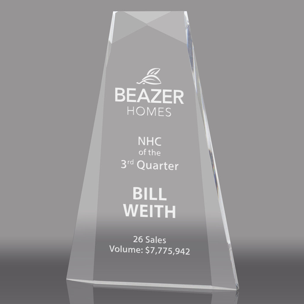 3/4 inch Thick Faceted Acrylic Wedge - 7.75 inch [ARW75-7-CLR]