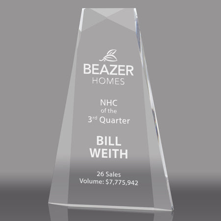 3/4 inch Thick Faceted Acrylic Wedge - 7.75 inch [ARW75-7-CLR]