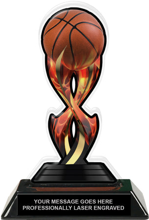 Basketball Tribal Flames Colorix Acrylic Trophy- 7 inch [TACR7-TF-BK-Q]
