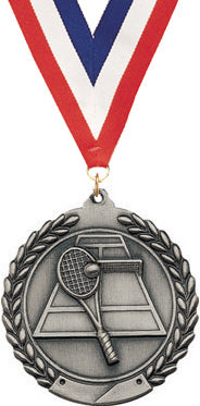 2.75 in Tennis Wreath Framed Medal- Silver [M311-TN-S]