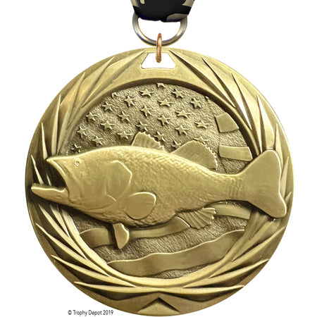 Bass Fishing 2.75 inch Blade 3D Diecast Medal [MBD2-BSFSH]