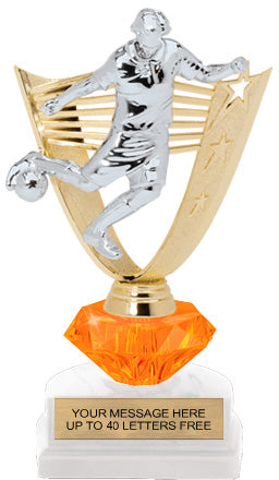 Soccer Male Diamond Riser Victory Backdrop Trophy [TDRHSVYB-8-SCM]