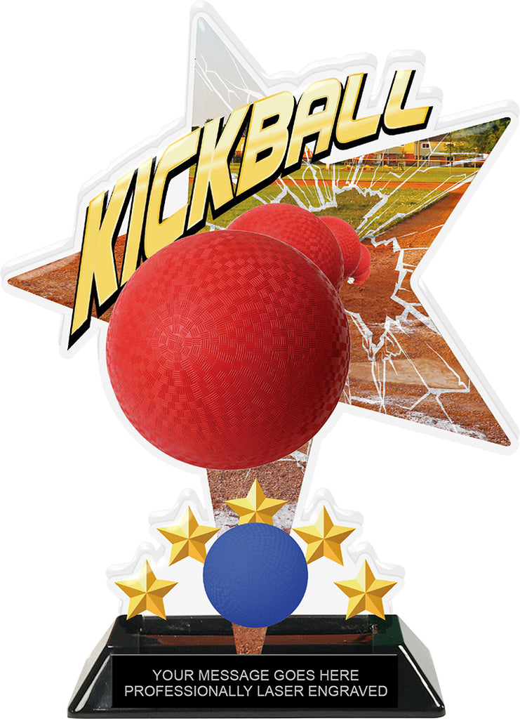 Kickball Shattered Star Colorix Acrylic Trophy- 8.5 inch [TACR85-STR-KKBL-Q]