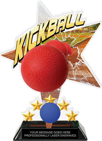 Kickball Shattered Star Colorix Acrylic Trophy- 8.5 inch [TACR85-STR-KKBL-Q]