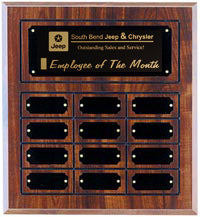 Walnut Finish Perpetual Plaques - 12 18 & 24 Plates