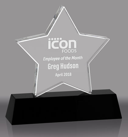 Crystal Supreme Star on Black Crystal Base- 6.5 inch [CYSTBS-6-X]