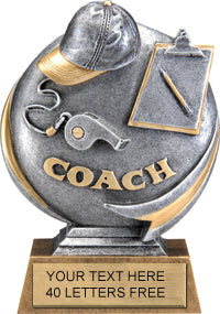 Coach Round 3D Sport Resin Trophy  - 5" [RSR5-CO]