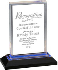 Acrylic Beveled Award with Blue Reflective Bottom [ABEVL7-BLU]