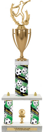 Two-Post Trophy w/ Rectangle/Oval Center Column w/ Cup [T3MC8]