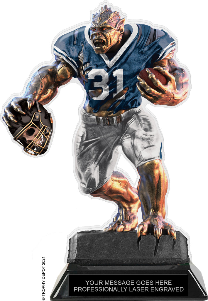 Beast Football Choose Your Number Acrylic Trophy - 8.5 inch Navy [TACR85-BST-FB-NVY-Q]