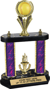 Softball Spinning Ball 15" Two Post Trophy [T2PSB2D15-SB]