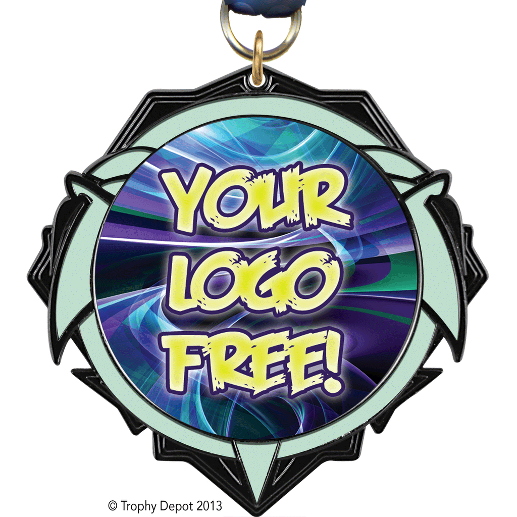 2.75" Custom Insert Medals-Tribal Insert Glow Medal with Flat Black Finish MXFBDMN-GLW